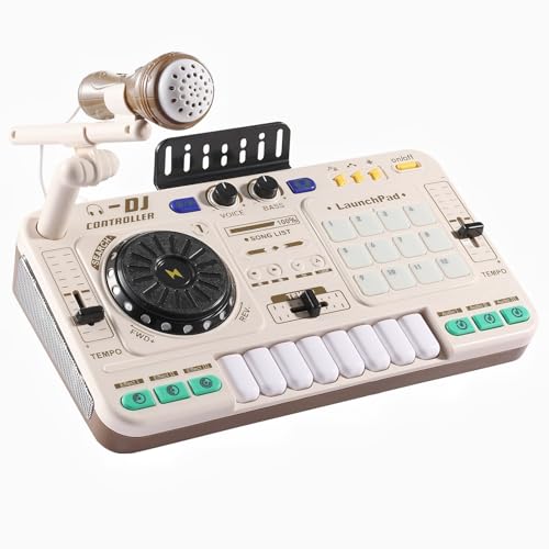 Lolossure Kids DJ Mixer,Baby Musical DJ Set for Kids with 3 Scratching Sound Effect,12 Demo Song,12 Sound and Melody,DJ Turntable with Record,USB DJ Party Mixer Musical Toy with Light