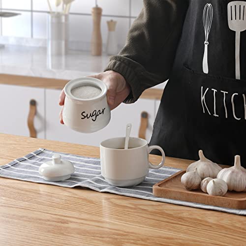 Ontube Ceramic Sugar Bowl With Lid And Spoon 12Oz (White) #TOP4