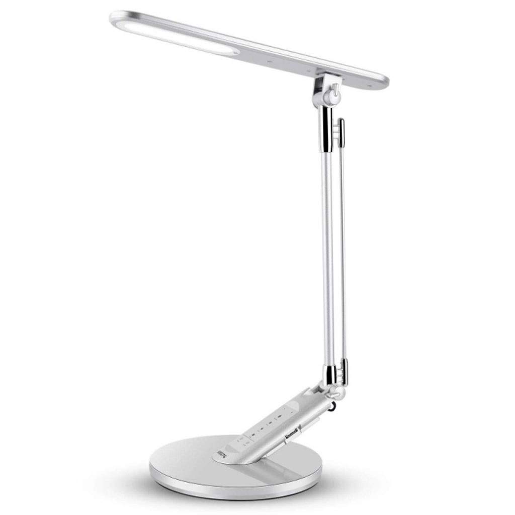 Lampka nocna USB metalowa LED lampa biurkowa sypialnia gabinet biurko lampka do czytania z ochroną oczu lampa stołowa czarna lampka nocna na biurko Lampa stołowa (kolor: Srebrny)