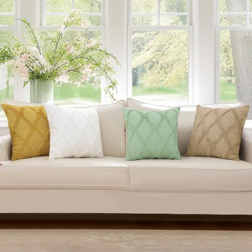decorUhome Fall Throw Pillow Covers 12x20 Inch Set of 2, Soft Plush Faux Fur Wool Lumbar Grass Green Accent Couch Pillow Covers for Modern Farmhouse Bed Sofa Living Room by decorUhome - Used condition - Image 4