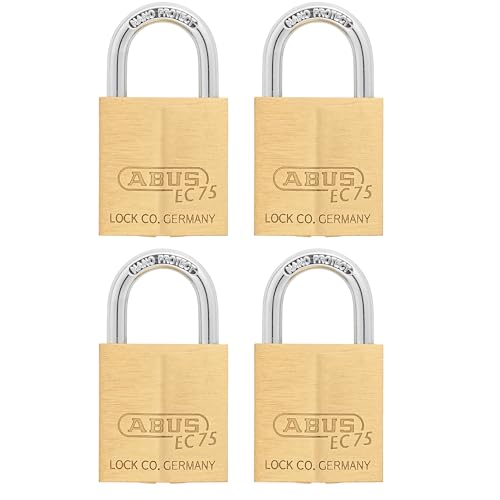 Image of ABUS 75 /30 4 Pack Small Solid Brass Padlock with 2 Keys for Outdoor, School, Gym, 1 9 /64in (30mm) Wide, Keyed Alike