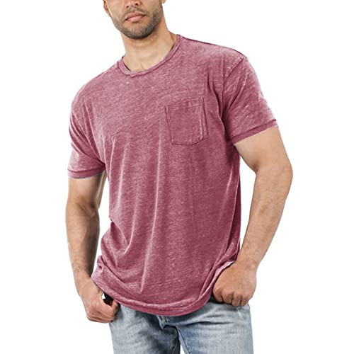 PODOLIXIA Camiseta deportiva funcional para hombre, manga corta, transpirable, con bolsillo en el pecho, camiseta de entrenamiento para primavera y verano, camiseta interior ligera, elástica, para
