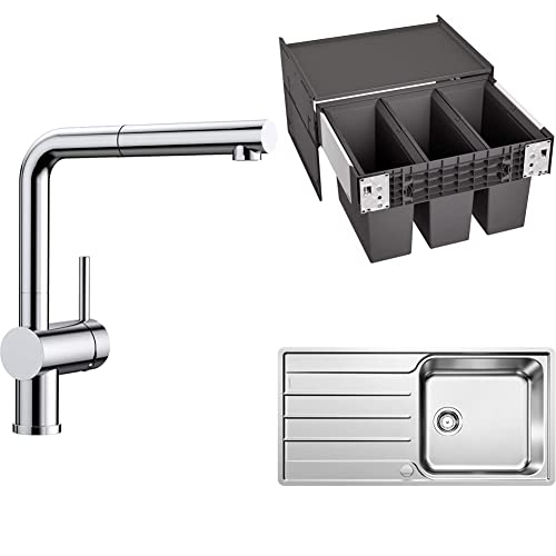 BLANCO Linus-S 512402 Robinet de Cuisine Chromé+ Lemis XL 6 S-IF 523035 Évier de+ 526204 Select II 60/3 x