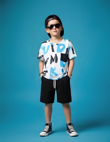 Image of Size 6-12 Years Boys Summer Fall Outfits Set 2PCS Short Sleeve T-Shirt & Shorts Sets Teen Fashion Clothing Sets