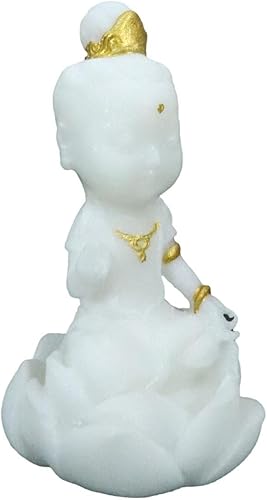 Miniatura 7 de Ebros Gift Pequeño Feng Shui Arte Cultural Amuleto de la Fortuna Figura de Buda Blanco y Oro Bodhisattva Hotei Mini Budas Talismán Escultura
