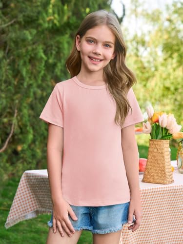 Image of Haloumoning Girls Short Sleeve T Shirts Kids Summer Crewneck Tops
