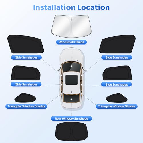 Image of Canvcle Window Shades for 2021-2026 Kia K5 Accessories Windshield Sun Shade Side Rear Window Covers Sunshade Sun Visor Shield Privacy Protection for Camping Keep Vehicle Cool Black 8PCS