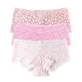Hanky Panky - Daily Lace Boyshorts for Women | Small | Soft Cotton Blend Underwear Panties, Full Back Coverage, Everyday Lingerie | Desert Rose/White, Rose Petal/Orange Blossom, Monday Morning | 3pack