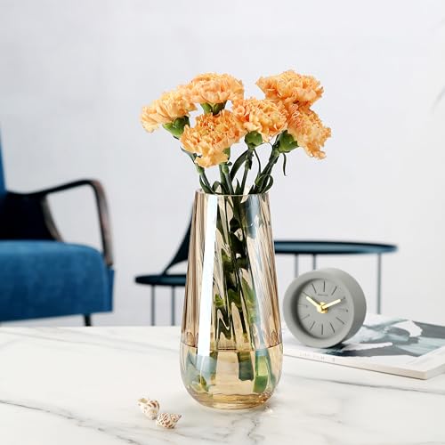 Modern Large Glass Vase H-9.8" Amber Vases for Flowers Centerpieces and Decorative Accents - Image 4