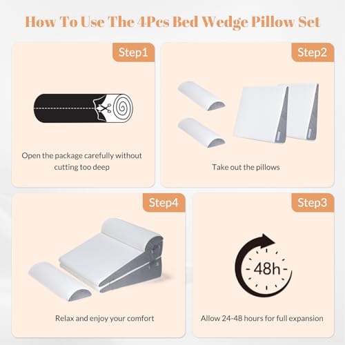 Ceecysaa Wedge Pillows for Adults, 4-in-1 Adjustable Wedge Pillows Set,Bed Pillow for Sitting Up,Legs,Neck and Back Support,Sleeping Comfort and Relaxing by Ceecysaa - Image 7