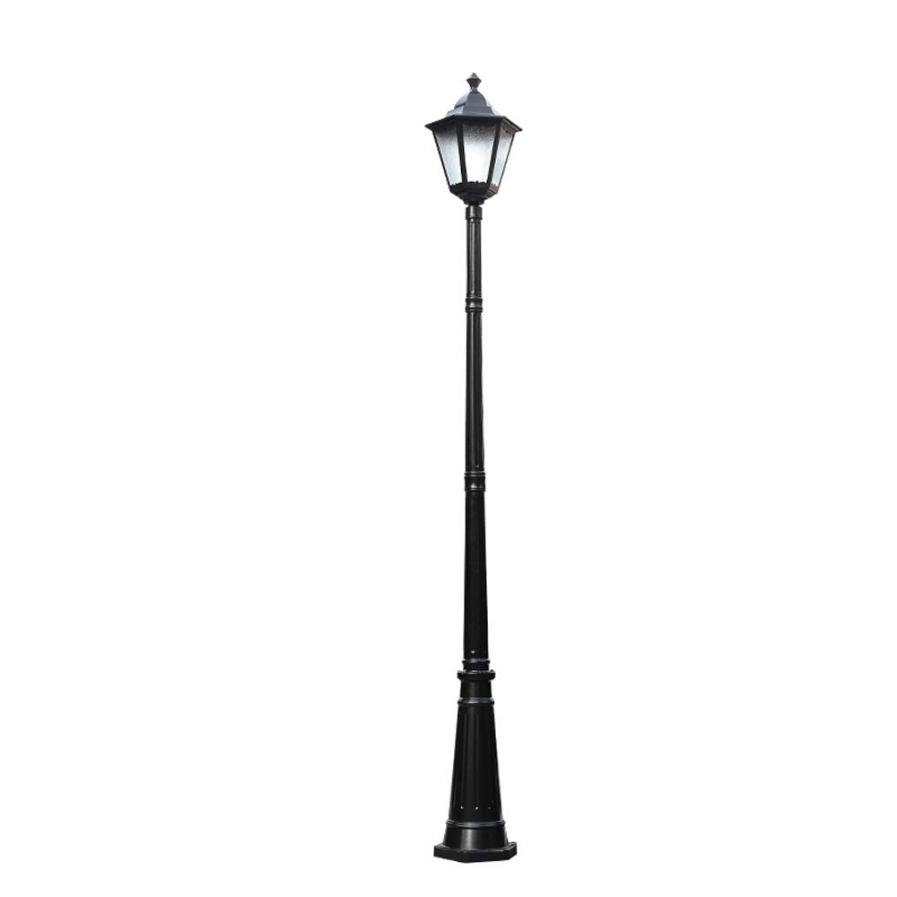 Lampadaire d'extérieur traditionnel E27 à tête unique pour l'extérieur IP65 en verre étanche à l'eau - Lumière européenne rétro en aluminium - Pour chemin