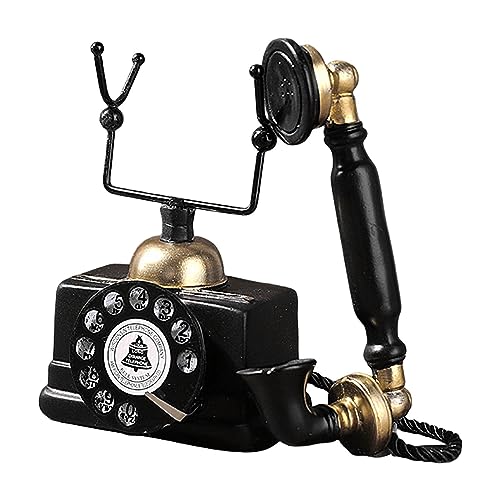 ZONEWD Vintage Telephone Decor - Shelf Decorations For Living Room - Shelf Decorations For Living Room, Aesthetic Sculpture Room Décor Resin Retro Old Fashioned Corded Phones For Shelves