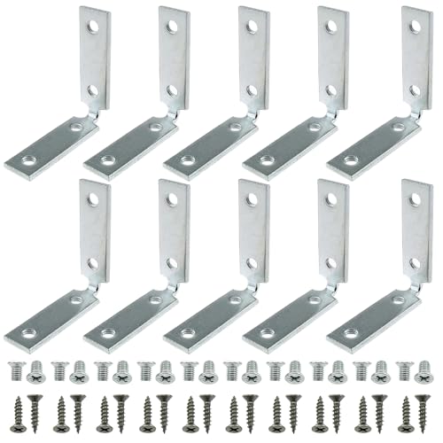 LUORNG 10PCS 46x46x12mm 90 Degree Corner Fastener Silver Cold Rolled Steel Angle Bracket L Shape Multifunctional Right Angle Corner Code Suitable for Wooden Furniture Bed Frame Cabinet Drawer