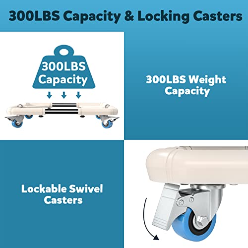 Dozawa Telescopic Furniture Dolly With 4 Locking Wheels,Washing Machine Stand Refrigerator Base Moving Cart,Size Adjustable,White #TOP2