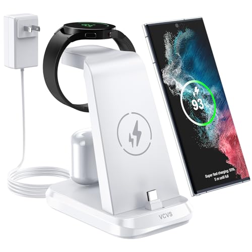 36W USB C Super Fast Charging Station for Samsung Phones Watches Earbuds, 3 in 1 Wireless Charger for Samsung Galaxy Watch 6/5/4/3, Galaxy S24/S23/S22/21/20,Note20/10,Z Fold/Flip 5/4,USB-C Buds