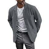 Generisch Veste d'hiver pour homme - Couleur unie - Décontractée - Simple boutonnage - Manteau, gris foncé, S