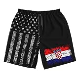 kwqdozf divertente regalo con la bandiera croata della croazia per donne e uomini, pantaloncini sportivi leggeri da palestra con fodera.