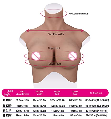 7Th Generation Version ​Lifelike Soft Silicone Breast Forms Enhancers Mastectomy Boob Prosthesis Fit for Crossdressers CDEH CUP,Color 2,H cup - Image 4