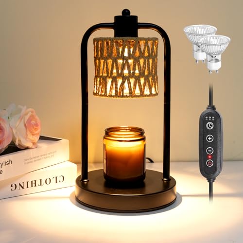 Candle Warmer Lamp with Timer Dimmable: Hemp Rope Flameless 