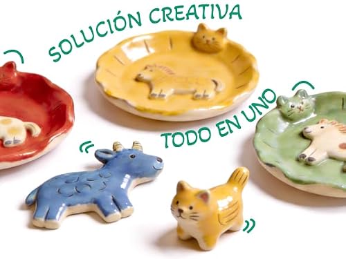 Miniatura 10 de Fiestajaja - Kit De Arcilla Para Secado Al Aire Para Adultos, Kit De Cerámica Para Principiantes, 48 Piezas Con Pinturas, Sellos, Herramientas Y Guía Paso A Paso - Regalo De Cumpleaños, Navidad
