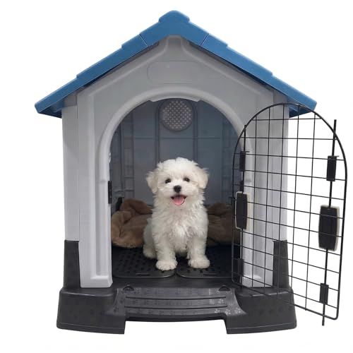Image of Petarchi Dog House for Medium Dogs with Mat - Weatherproof, Durable, Easy-Clean Plastic Hut Shelter | Outdoor & Indoor Pet Kennel for Beagle, Cocker Spaniel, Indie & Small to Medium Breeds