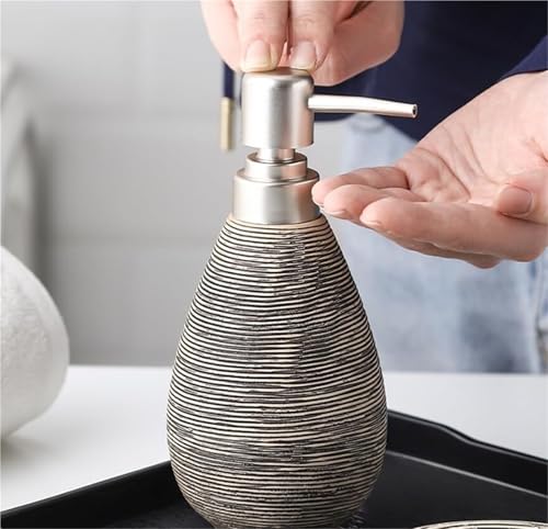 Juego de accesorios de baño de cerámica con dispensador de jabón y vaso para hogar 4