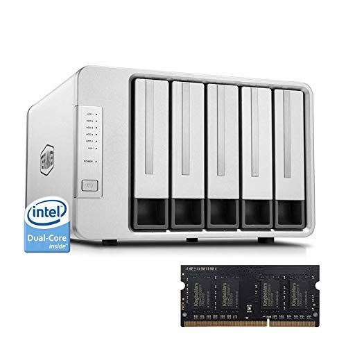 TerraMaster F5-221 NAS 5-Bay Cloud Storage Intel Dual Core 2.0GHz 2GB DDR Network Storage +2GB DDR (Diskless)