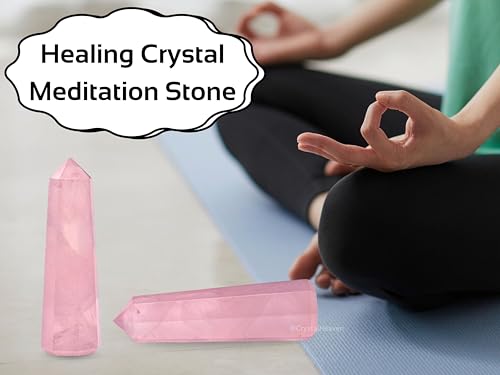 Image of Certified Rose Quartz Crystal Tower Obelisk Point for Chakra