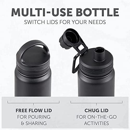 Polar Gear Stainless Steel Water Bottle  Hydra Flow  Vacuum Insulated Metal Double Wall  2 Lid Options  12 Hours Hot 24 Hours Cold  Sports, Travel, Gym - 700ml