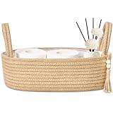 ABenkle Jute Rope Boho Storage Basket, Small Woven Bathroom Organizer, Decorative Toilet Paper Holder for Back of Tank, Hand...