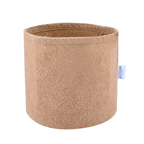 ORILEY Grow Bag Heavy Duty Geo Fabric Plant Pot Lightweight Bags Ideal for Gardening Balcony Terrace (Beige, Round, 500 GSM 4 x 4 inch Pack of 5)