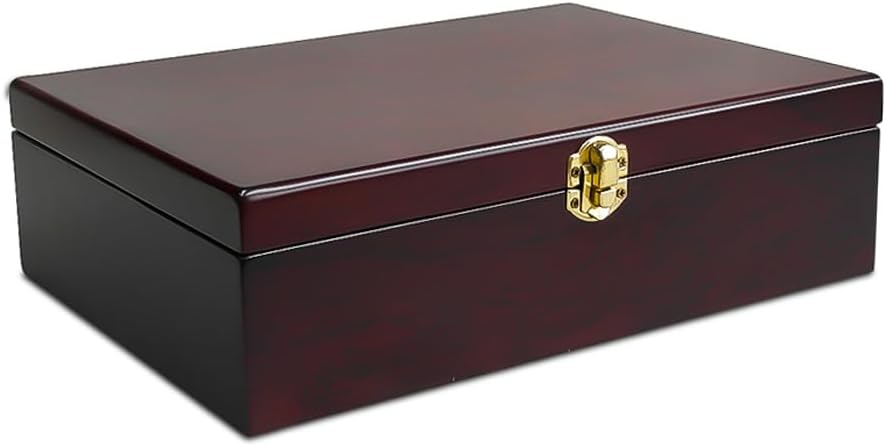 Wooden Storage Box with Hinged Lid and Front Clasp for Craft Gifts storage box - 10.79" x 7.8" x 3.15"