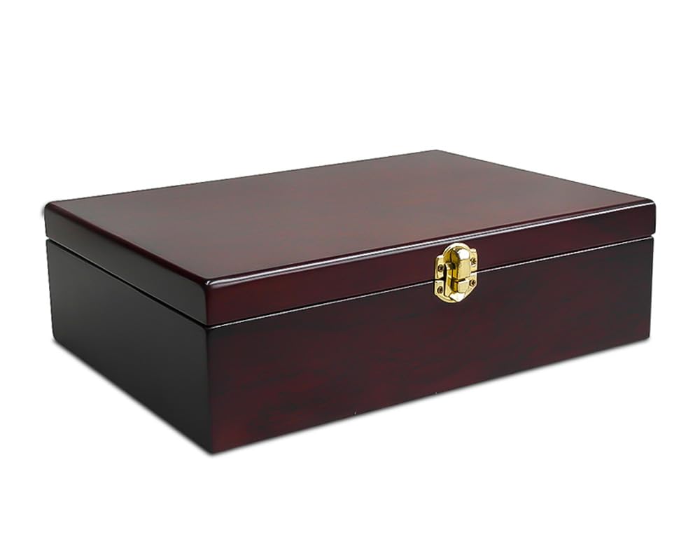 Wooden Storage Box with Hinged Lid and Front Clasp for Craft Gifts storage box - 10.79" x 7.8" x 3.15"
