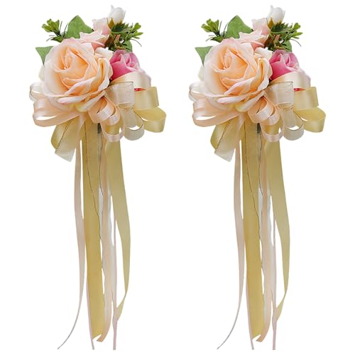 Ziyero Lot de 2 Noeud Voiture Mariage Kit Decoration Voiture Mariage Déco Voiture Mariage Extérieur Nœud Décoratif pour Mariage Fête, Decoration Voiture...