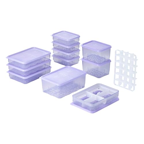 THX_SOYOON Freezer Storage Containers, 24 Pcs Assorted Containers with Lids Value Pack│Flexible...