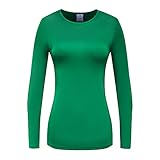 OThread & Co. Women's Long Sleeve T-Shirt Comfy Underscrub Tee Basic Stretch Layer (X-Large, Green)