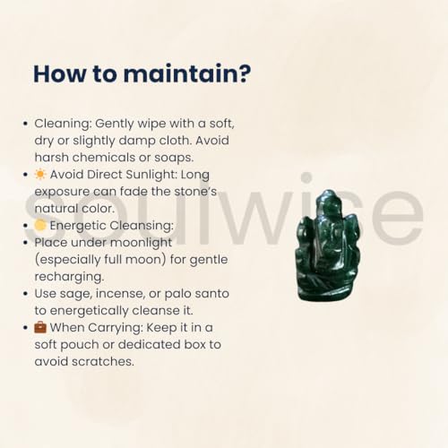 Image of Soulwise Natural Jade Crystal Ganesha Idol (1 Inch) | Hand-Carved Lord Ganesha Statue for Prosperity, Wisdom, Luck & Success | Healing Crystal Home Decor, Meditation & Gifting Showpiece