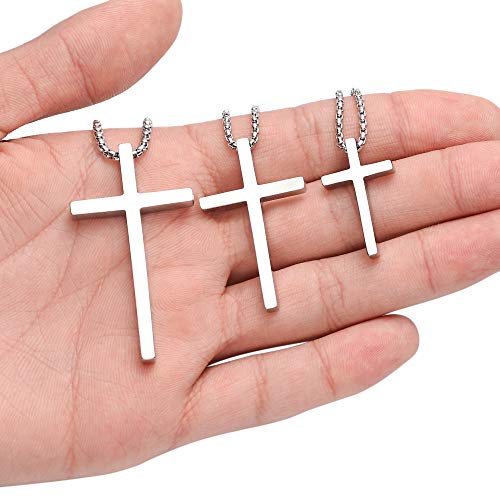 M Mooham Fathers Day Gift - Sterling Silver Cross Pendant Necklaces For Men Women Pendant Chain 20 Inch Silver, Fathers Day Christian Religious Baptism Gifts Jewelry For Teenage Women #TOP4