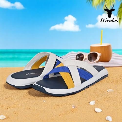 Image of Hirolas Men's Strappy Flip-Flop Slider Slippers