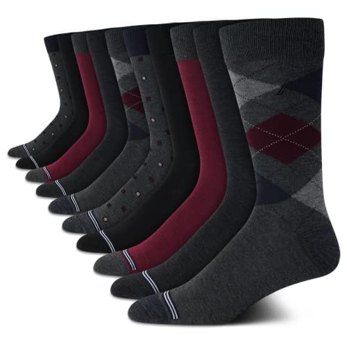 Nautica Mens Dress Socks - 10 Pack Breathable Stretch Crew-Length Work Socks for Men for Business Formal Wear (Sizes: 6-12.5)