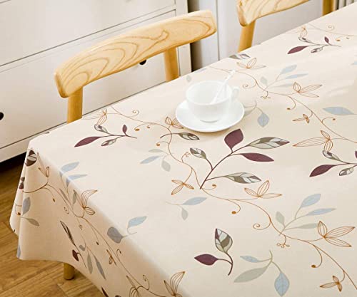 Chizoya Table Cloth Heavy Duty Vinyl Table Cloth For Rectangle Table Wipe Clean Pvc Tablecloth For Kitchen Dining Table (54X84 Inch, Leaves) #TOP4