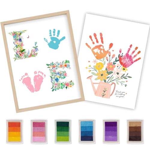 NOCHUVO Baby Handprint & Footprint Art Craft Kit-DIY Keepsake Painting with Frame, 12" x 16", 2 Art Styles,Meaningful Keepsake Gift for Mom & Grandma,Perfect for Birthday, Christmas & Baby Shower