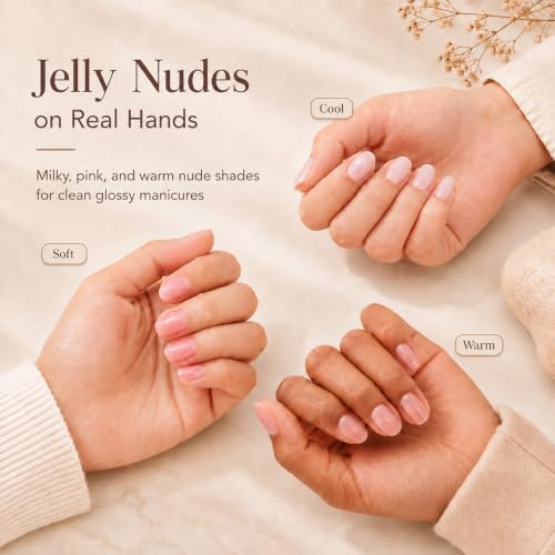 Image of Beetles Jelly Gel Nail Polish Set, 8 Colors Nude Pink Gel Polish | Milky White Neutral Sheer Gel Nail Kit Translucent Effect French Nail Art Nail Concealer Soak Off UV Manicure Gift for Women
