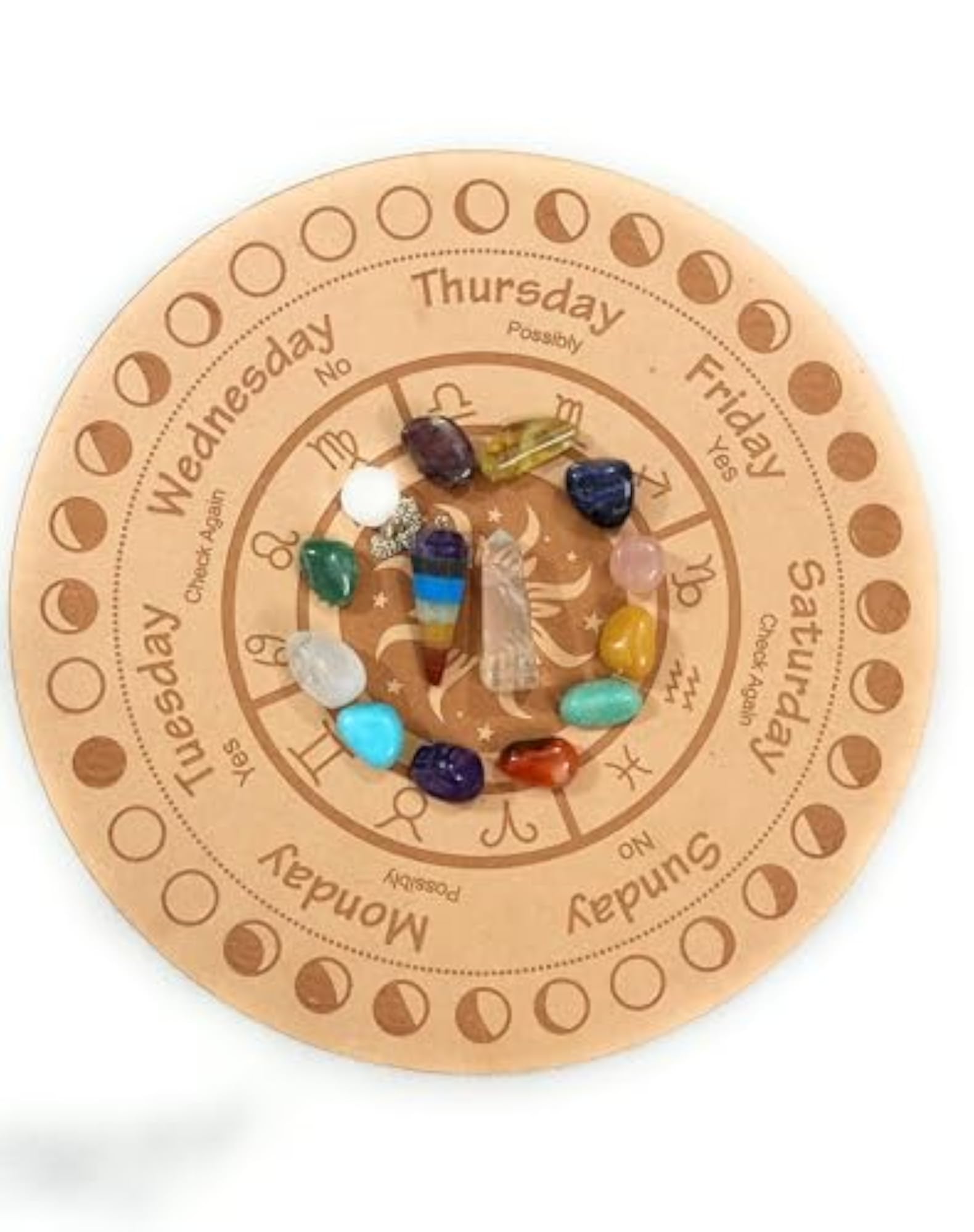 AM STONE MoonFace Wooden Grid Plate for Meditation