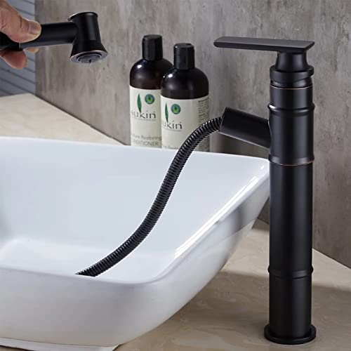 Grifo para lavabo de baño monomando extraíble negro mate sobre cubierta 4