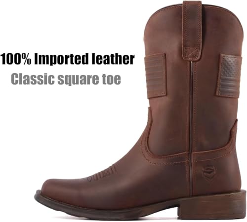 SUREWAY Men's 10 inch Western Cowboy Work Boots for Men Square Toe,Premium Full Grain Leather,Goodyear Welted,Superior Oil/Slip/Water Resistant3