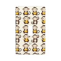 Cartoon Banana Monkey Print Light Switch Cover Plate, 1- Gang Standard Size 4.5\" x 2.76\", Decorative Toggle Wall Plate Covers, Unbreakable Polycarbonate Thermoplastic