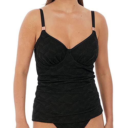 Fantasie Women's Marseille Underwire Gathered Full Cup Tankini Top, Black, 34DD