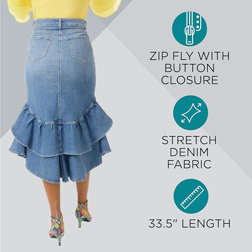 Masseys Women's Ruffle Hem Denim Jean Skirt3