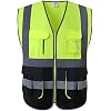 JKSafety 7 Pockets High Visibility Zipper Front Safety Vest With Reflective Strips.Meets ANSI/ISEA Standards 130-Yellow-Black XL